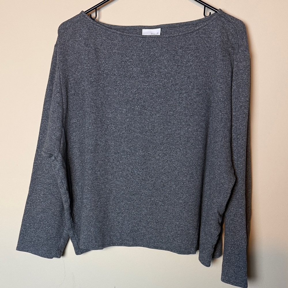 Pure Jill long sleeve cropped cotton top quiet luxury size L minimal lagenlook